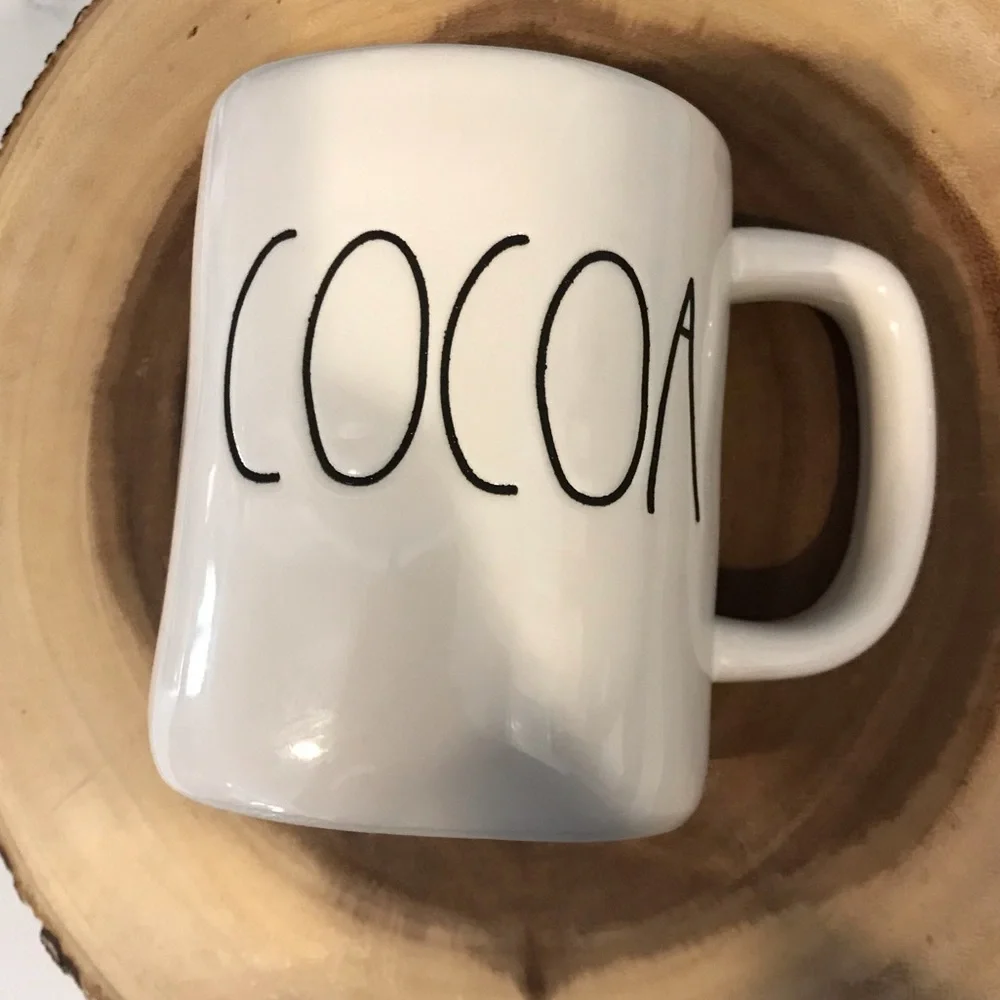 Rae Dunn COCOA Mug White Ceramic Coffee Tea Hot Cocoa Farmhouse